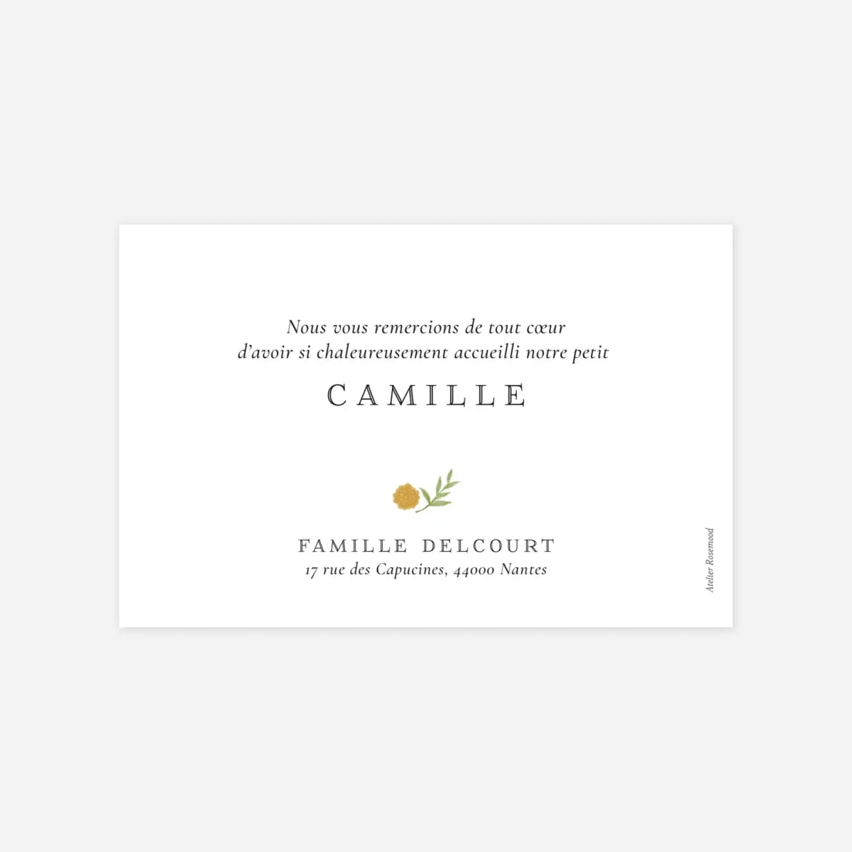 Carte remerciement naissance Petit mobile