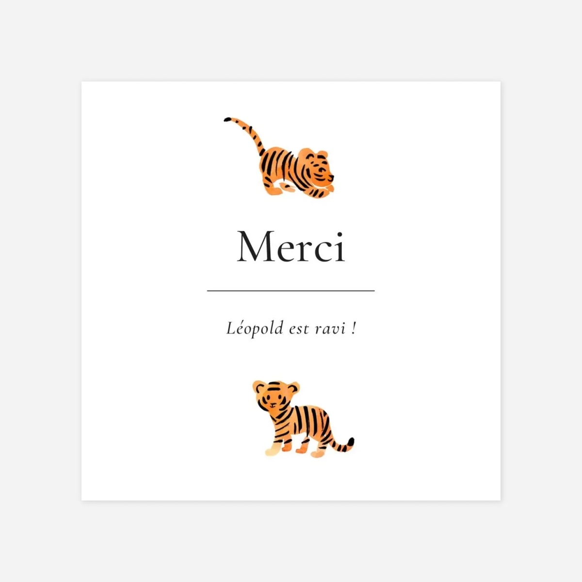 Carte remerciement naissance Petit tigre