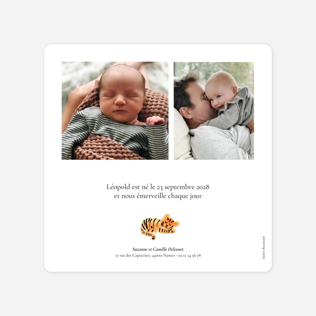 Faire-part naissance Petit tigre