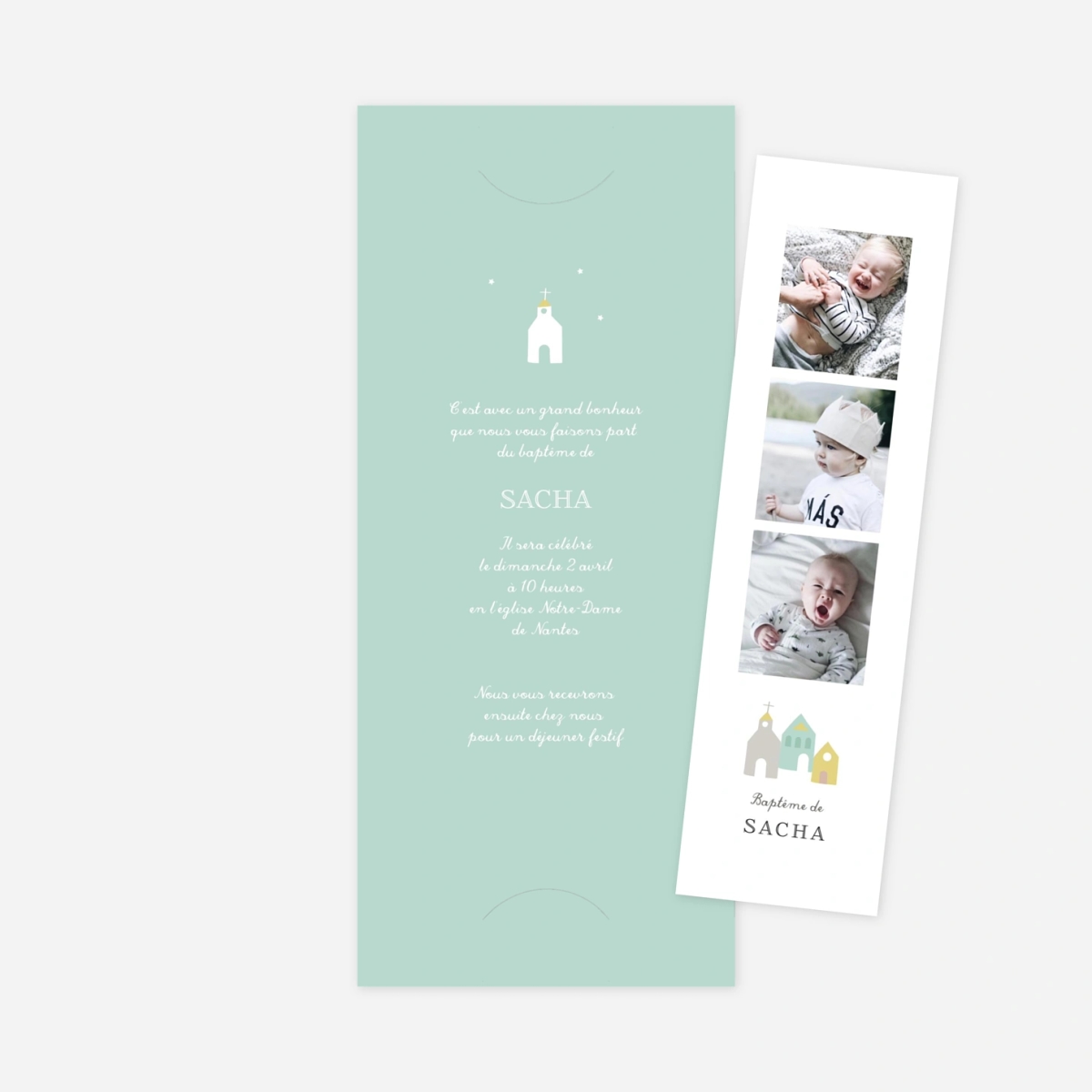 Faire-part baptême Petit village