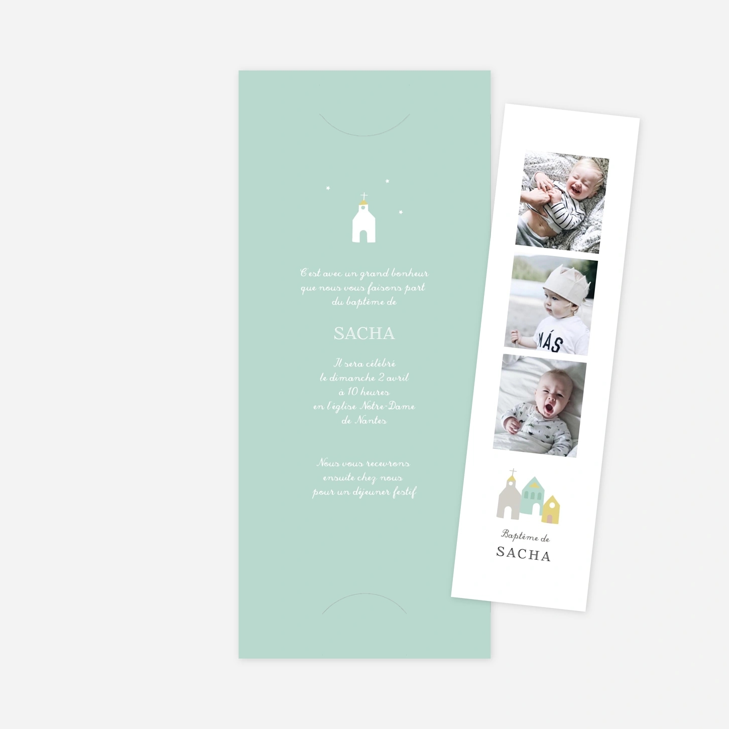 Faire-part baptême Petit village