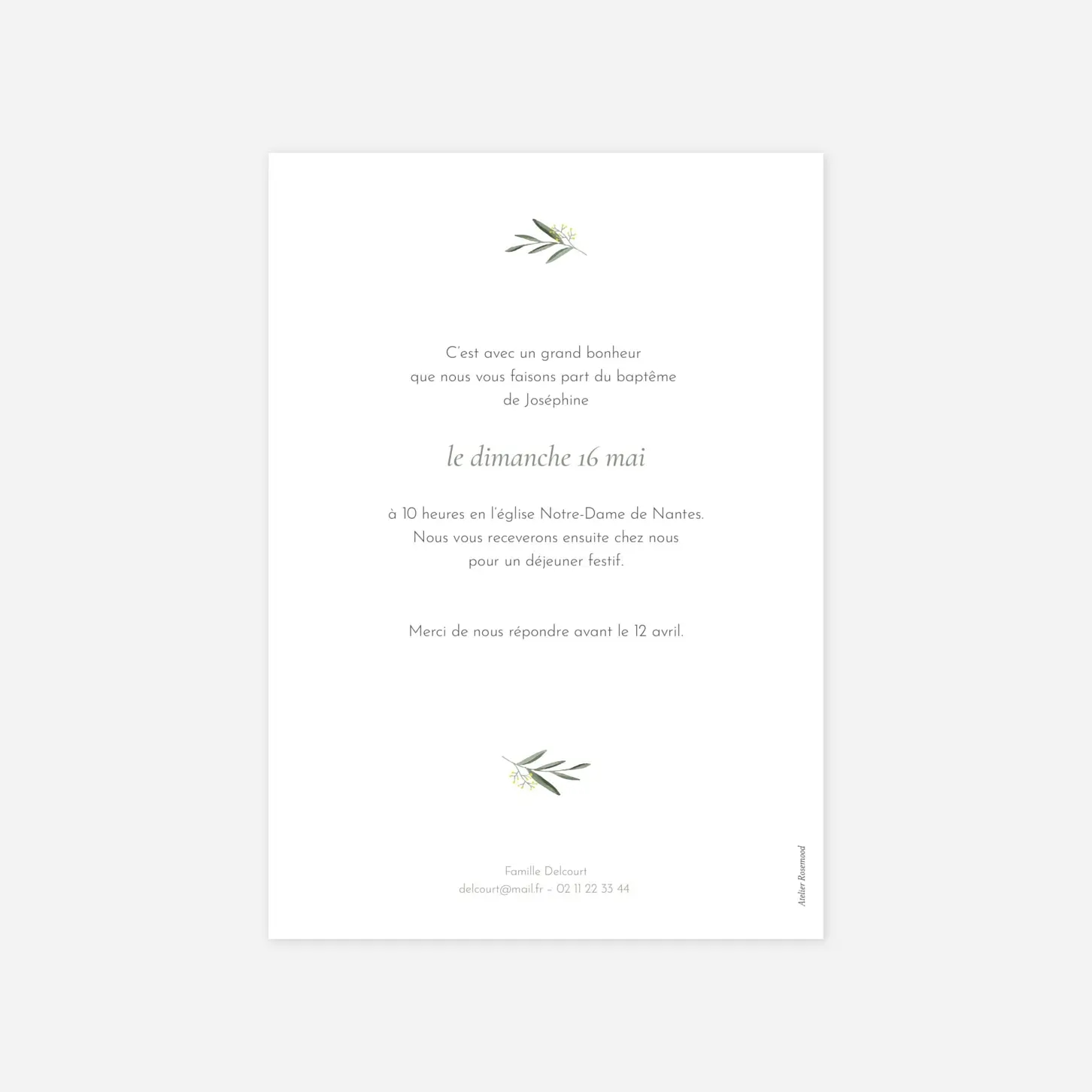 Faire-part baptême Petite colombe