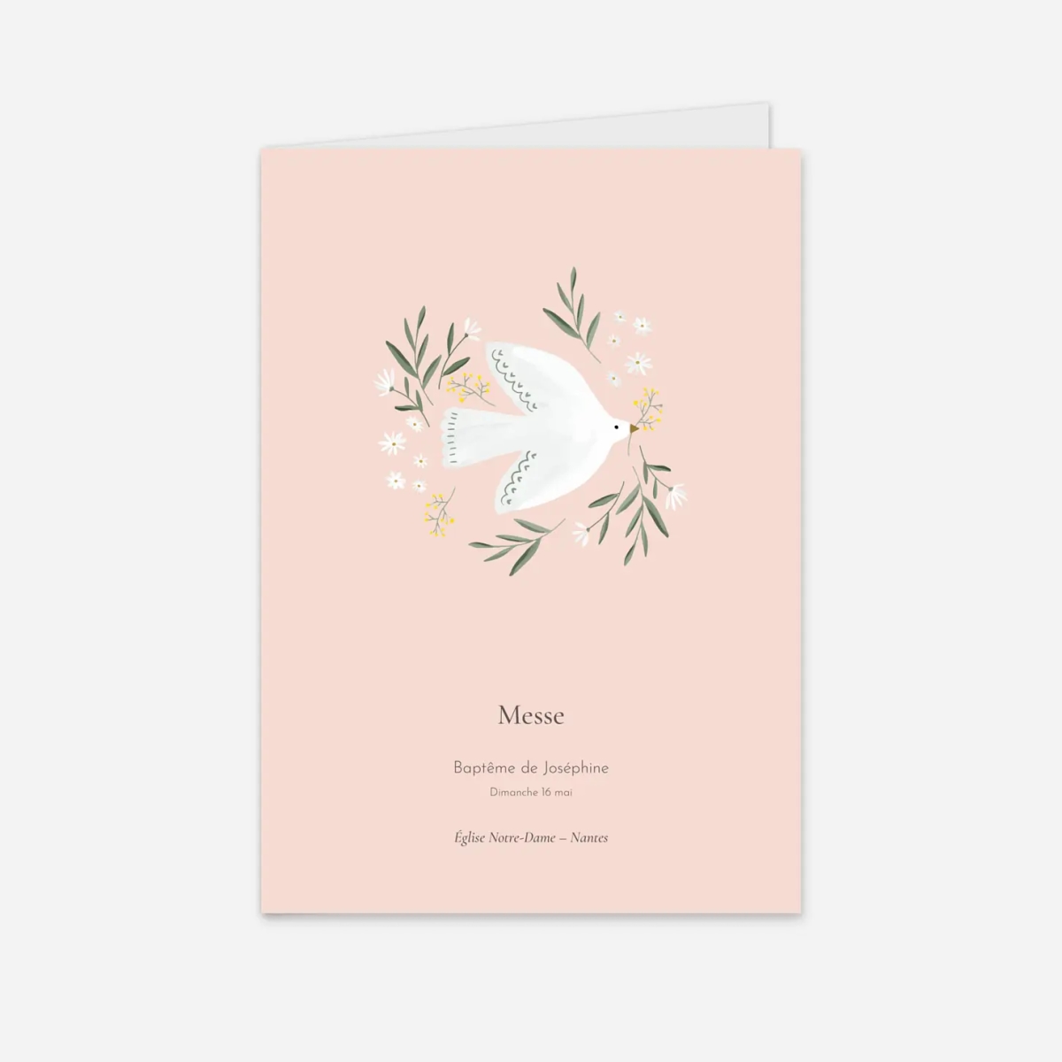 Livret de messe baptême Petite colombe