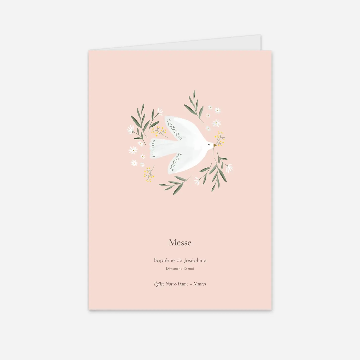 Livret de messe baptême Petite colombe