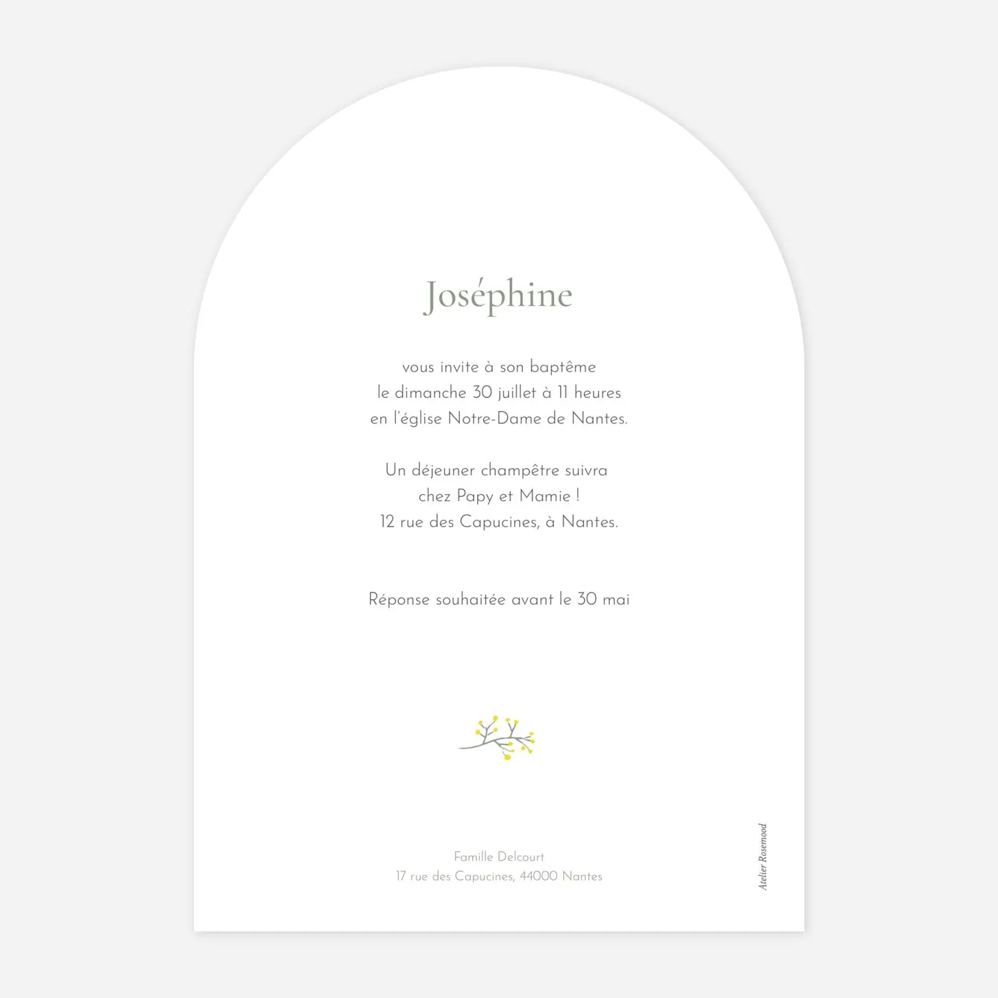 Faire-part baptême Petite colombe photo