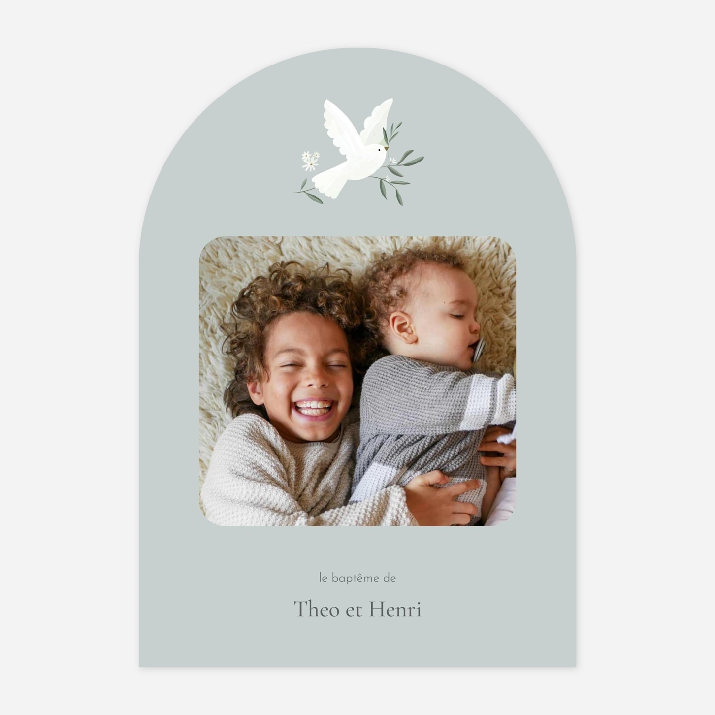 Faire-part baptême Petite colombe photo I