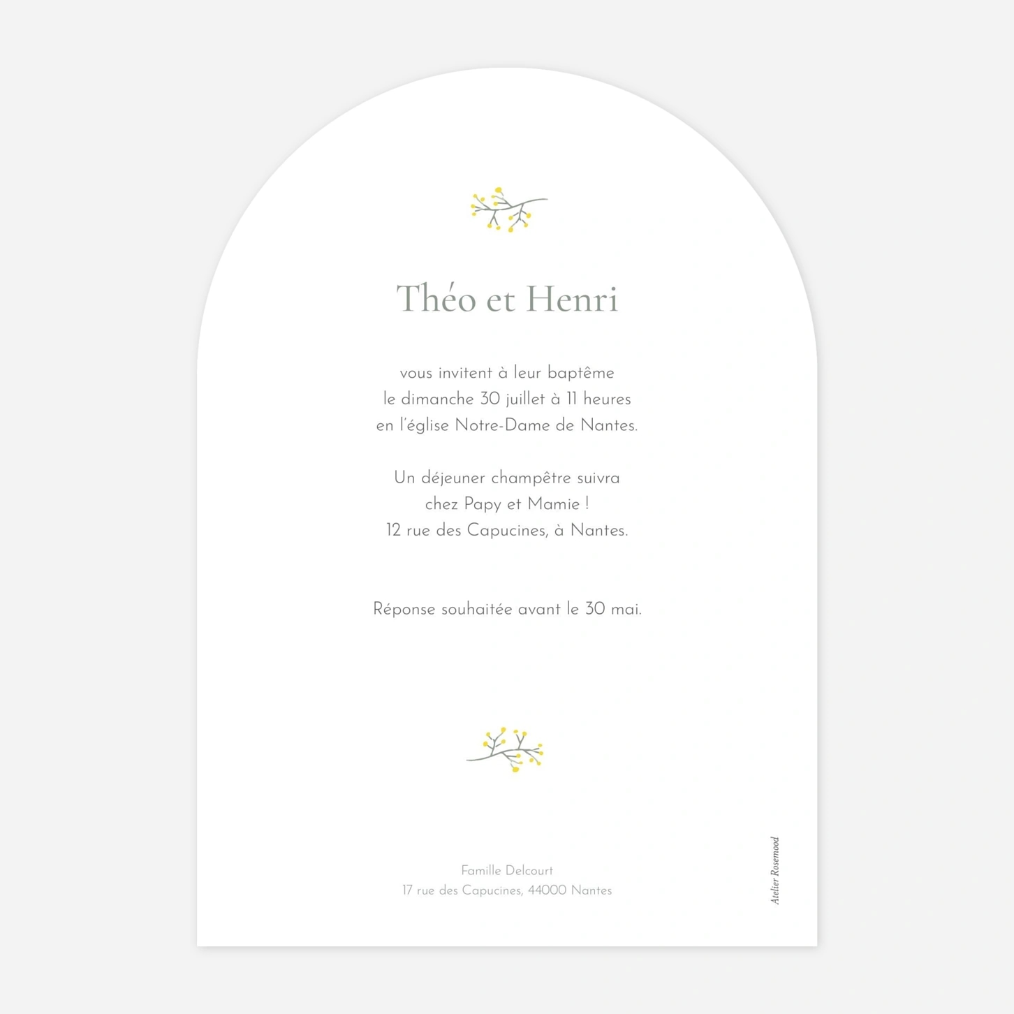 Faire-part baptême Petite colombe photo II