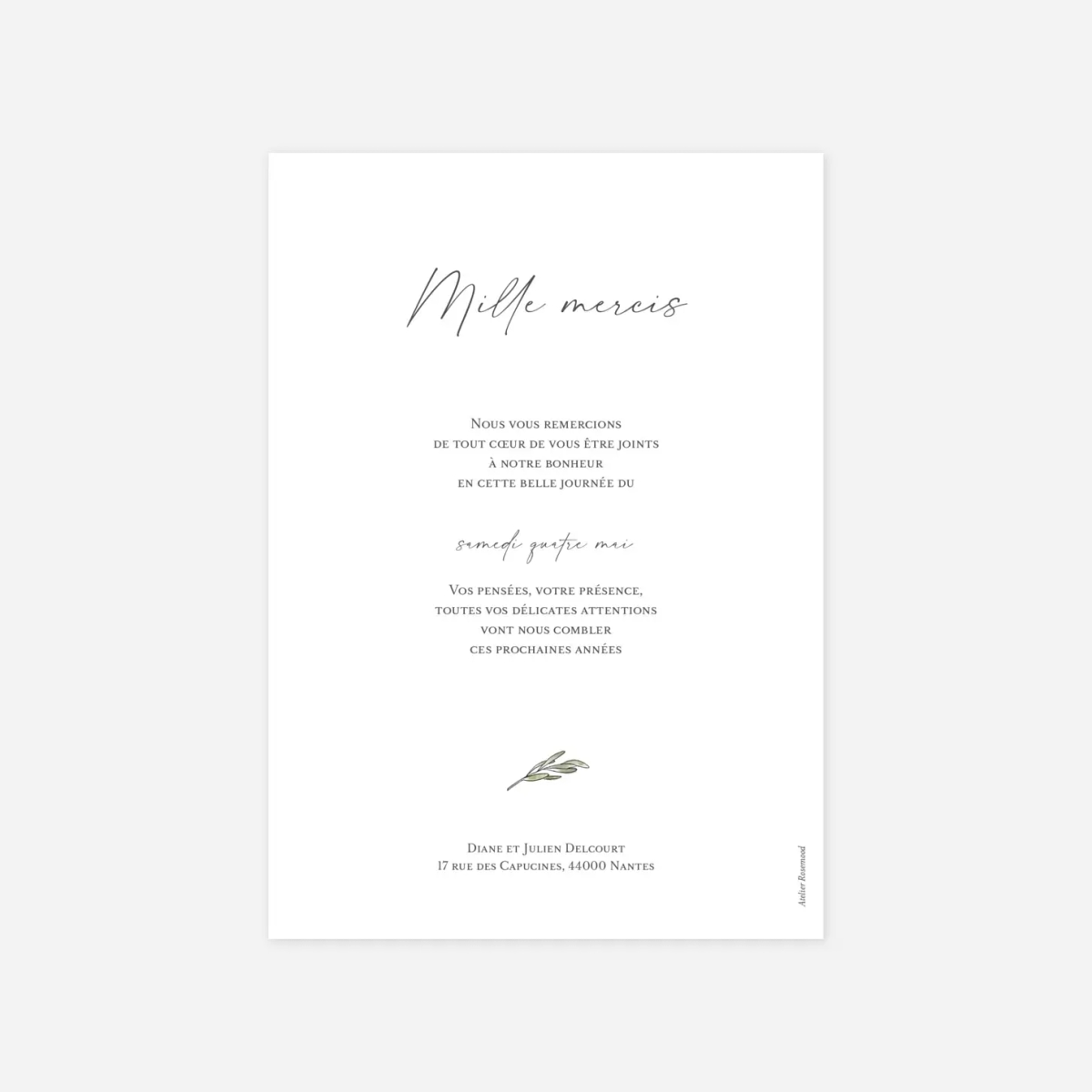 Carte de remerciements Pictos aquarelle