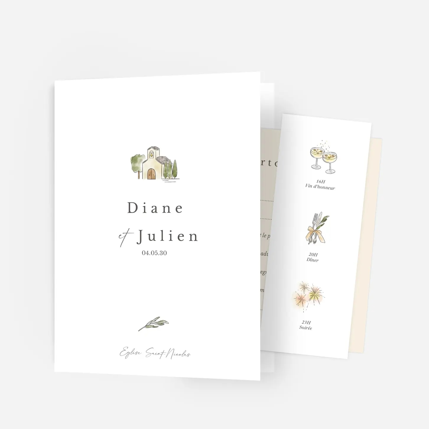 Faire-part mariage Pictos aquarelle