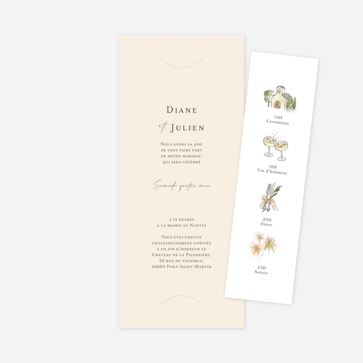 Faire-part mariage Pictos aquarelle