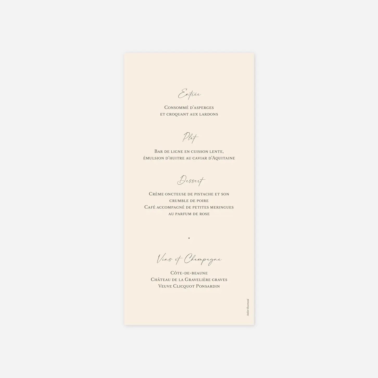 Menu mariage Pictos aquarelle