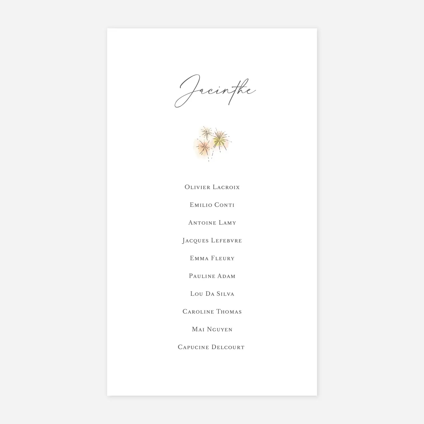 Nom de table mariage Pictos aquarelle