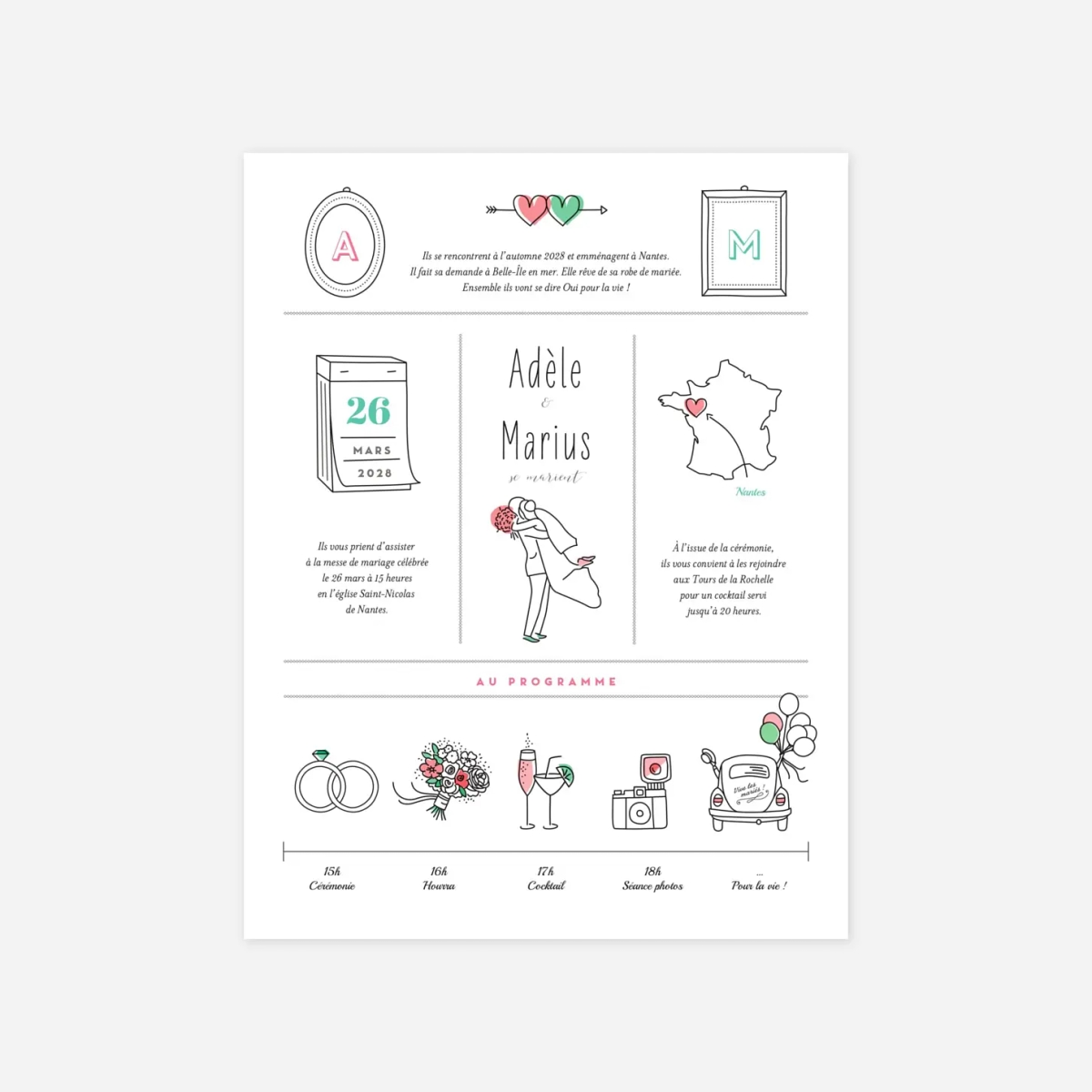 Faire-part mariage Pictos