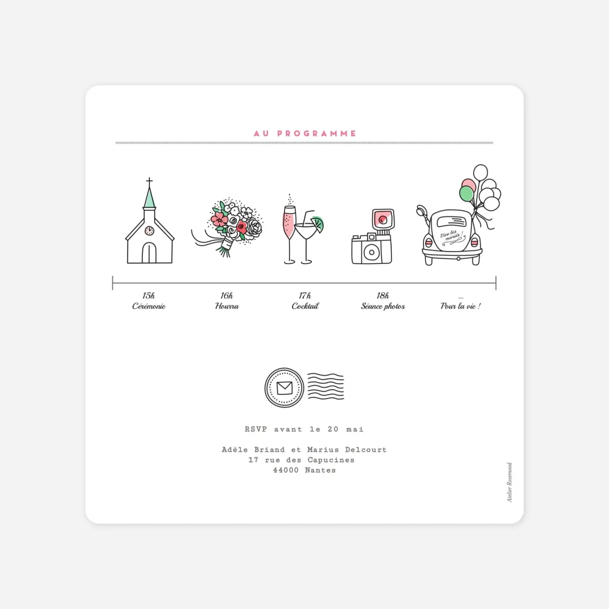 Faire-part mariage Pictos