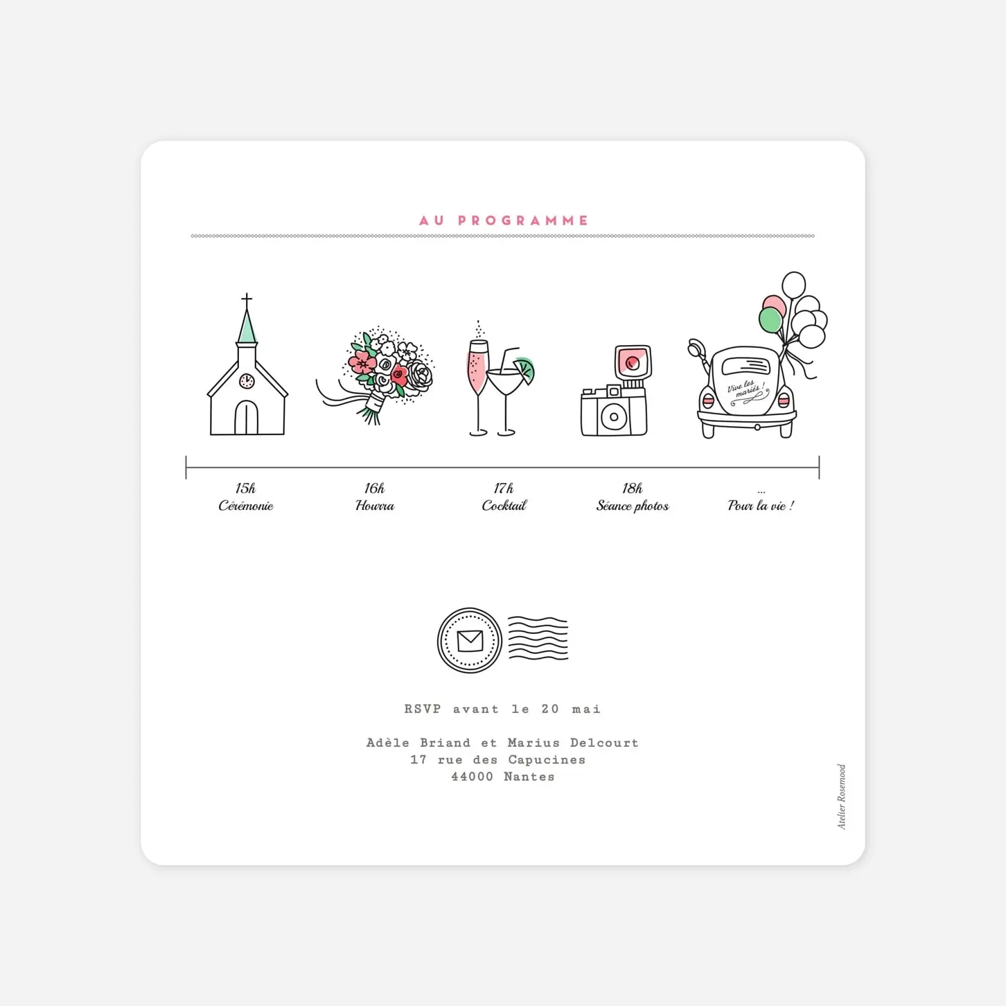 Faire-part mariage Pictos