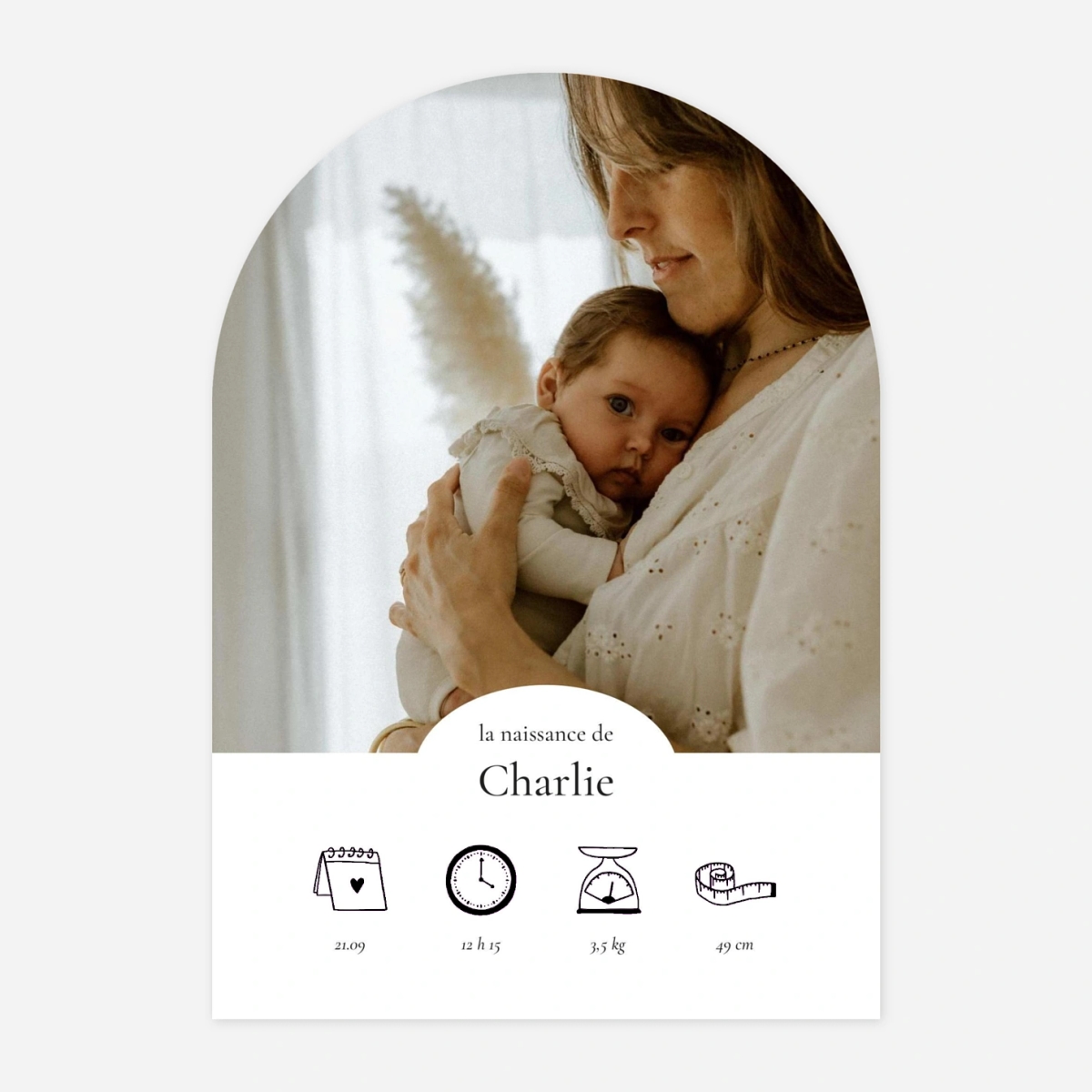 Faire-part naissance Picto doré médaillon