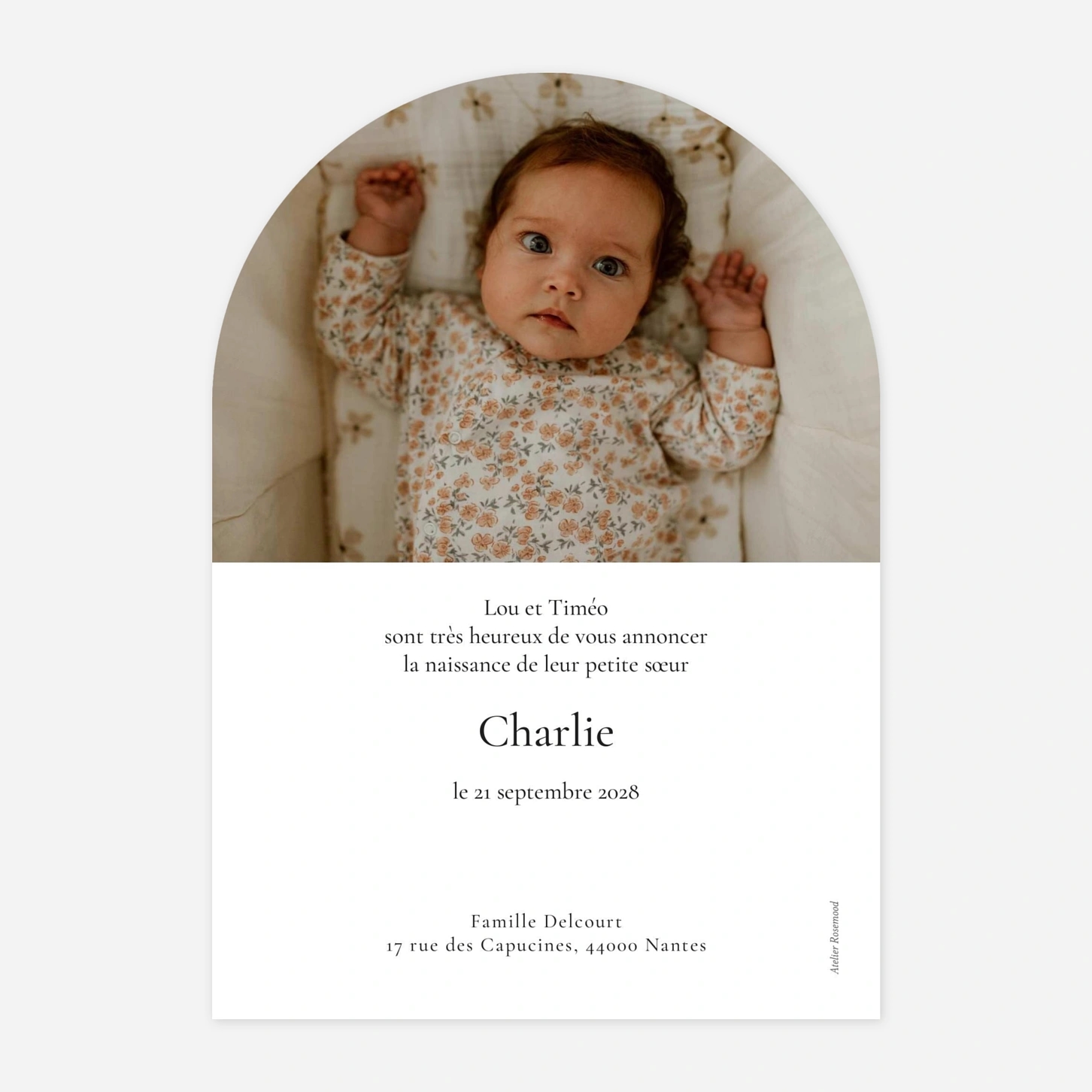 Faire-part naissance Picto doré médaillon