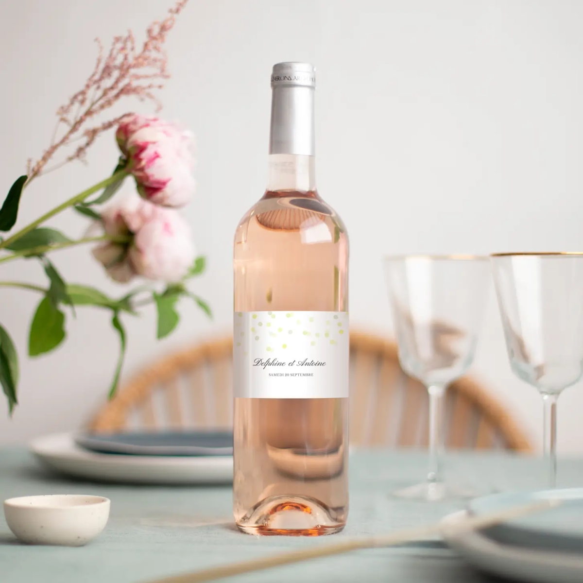 Étiquette bouteille Polka