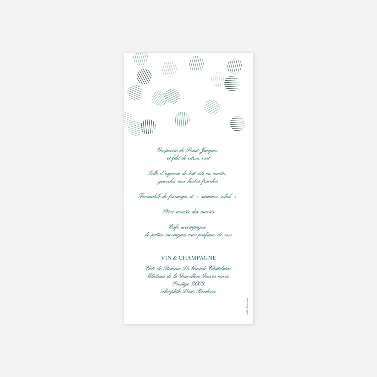 Menu mariage Polka