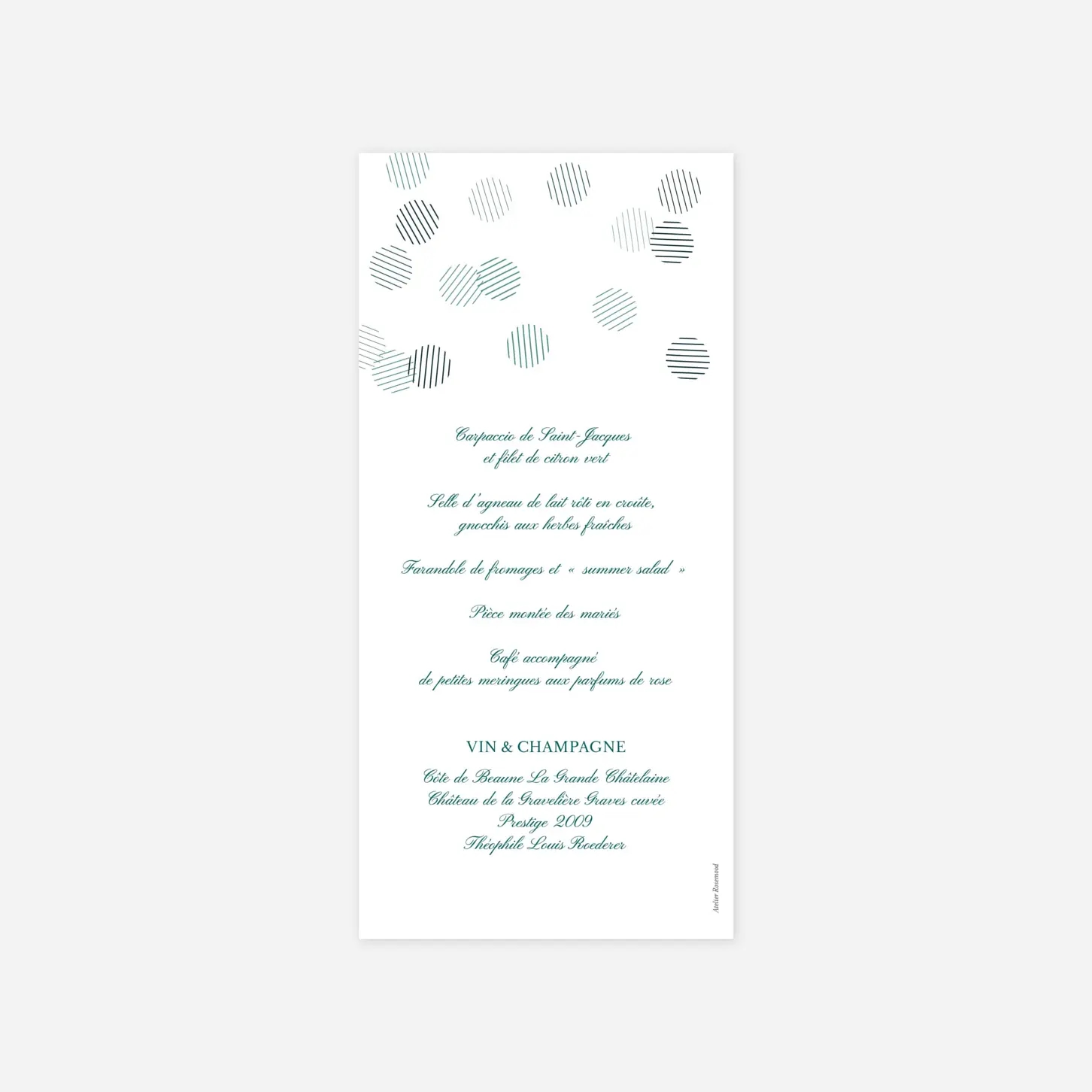 Menu mariage Polka