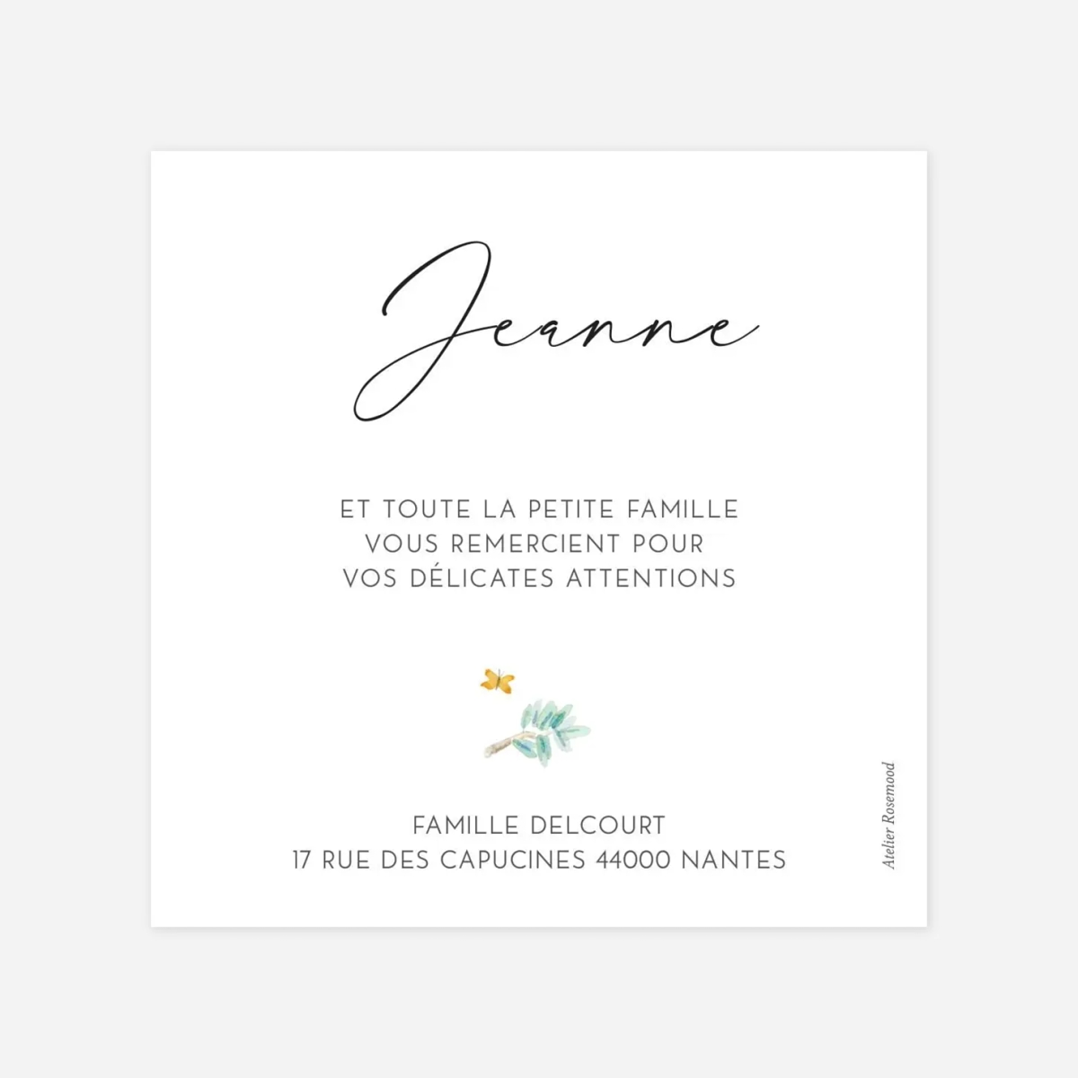 Carte remerciement naissance Petit koala pictos