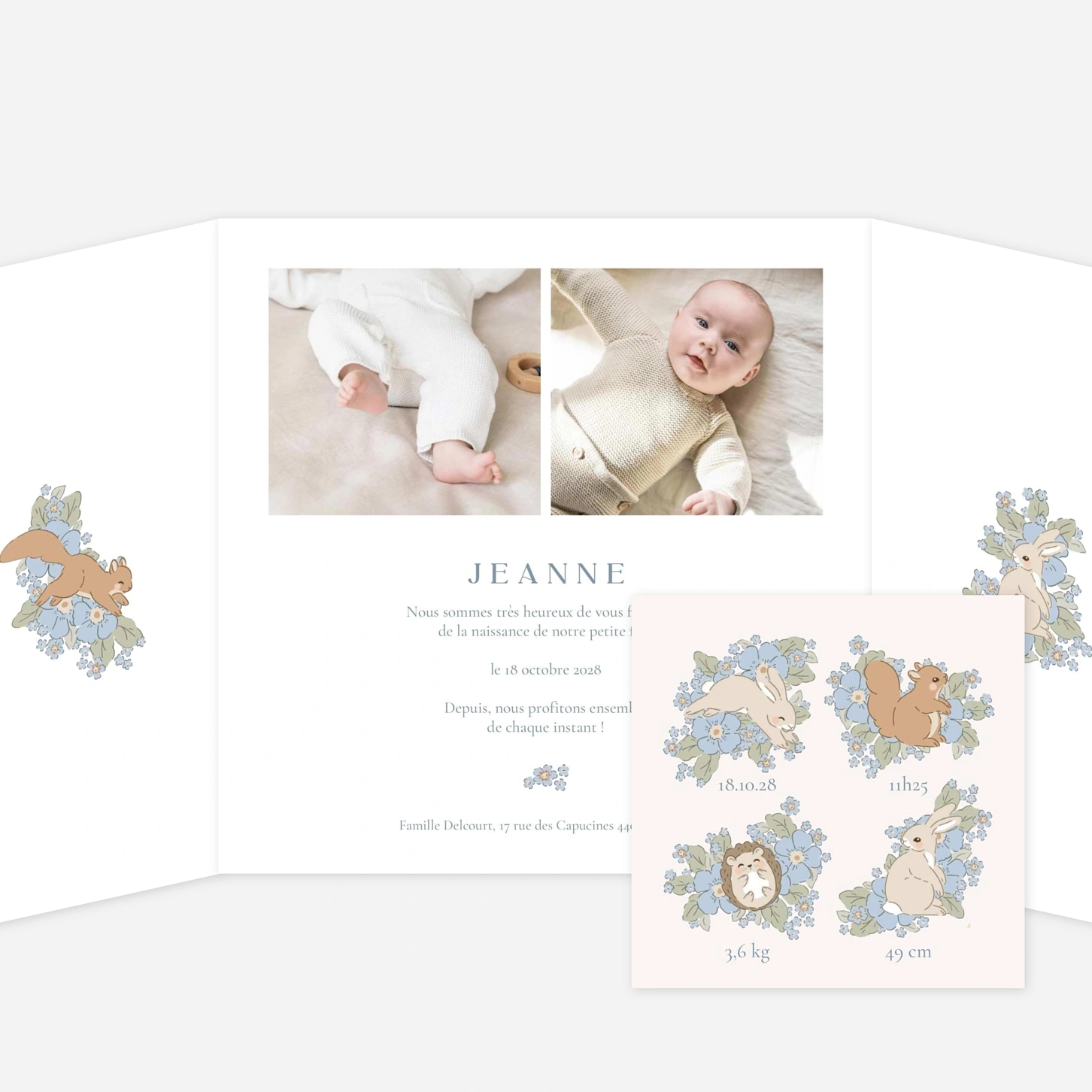 Faire-part naissance Parmi les fleurs