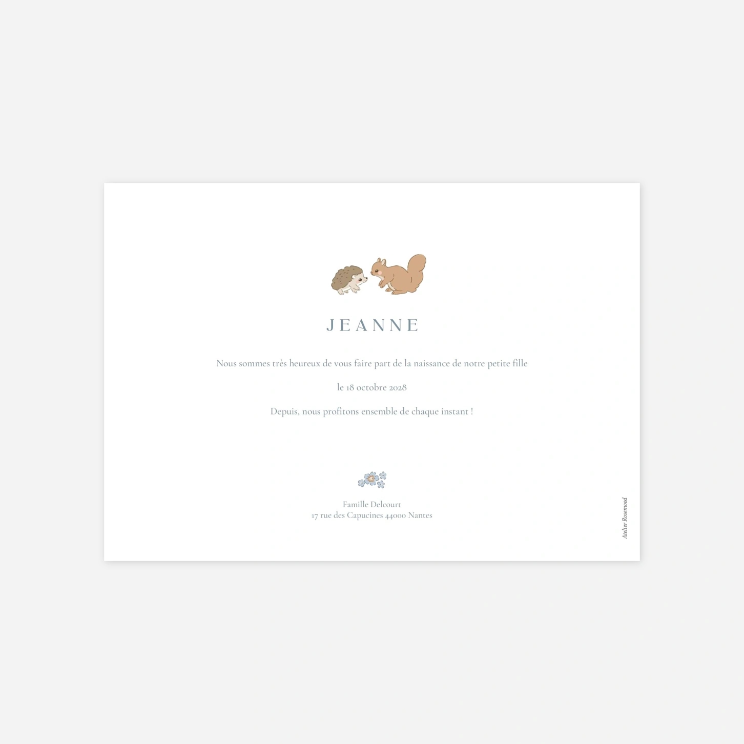 Faire-part naissance Parmis les fleurs