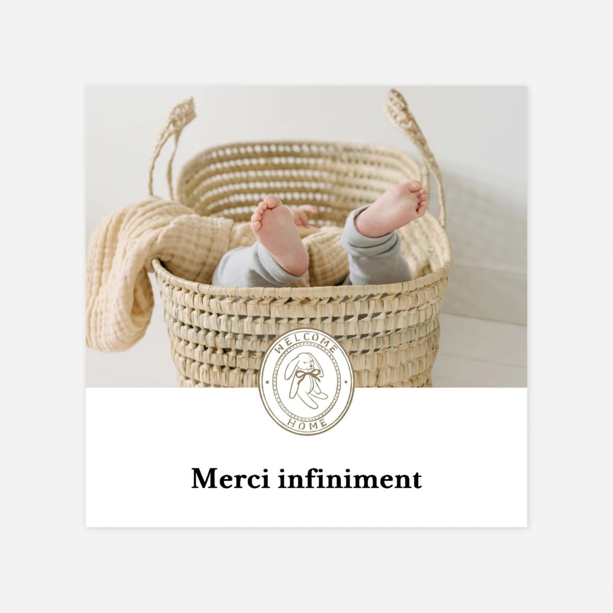 Carte remerciement naissance Petit médaillon