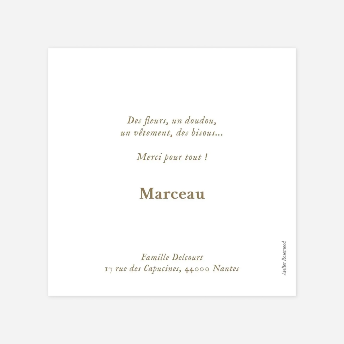 Carte remerciement naissance Petit médaillon