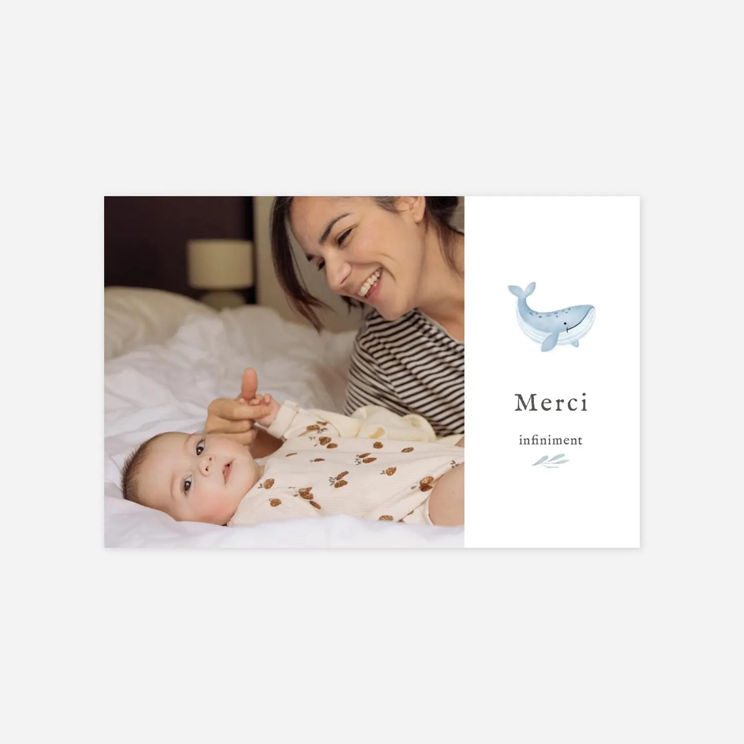 Carte remerciement naissance Pictos marins multiphotos