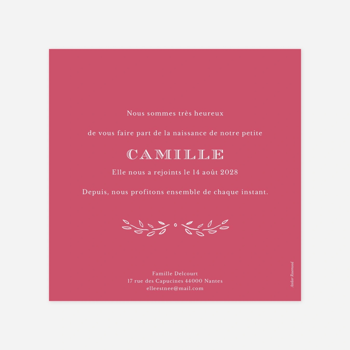 Faire-part naissance Poème