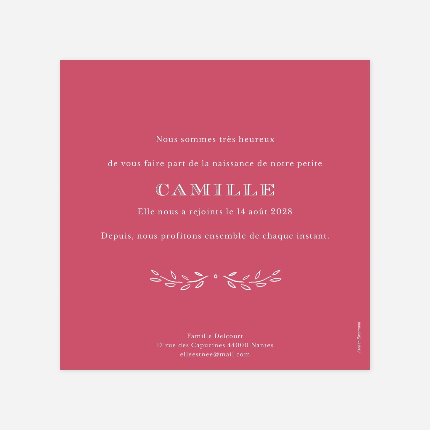 Faire-part naissance Poème