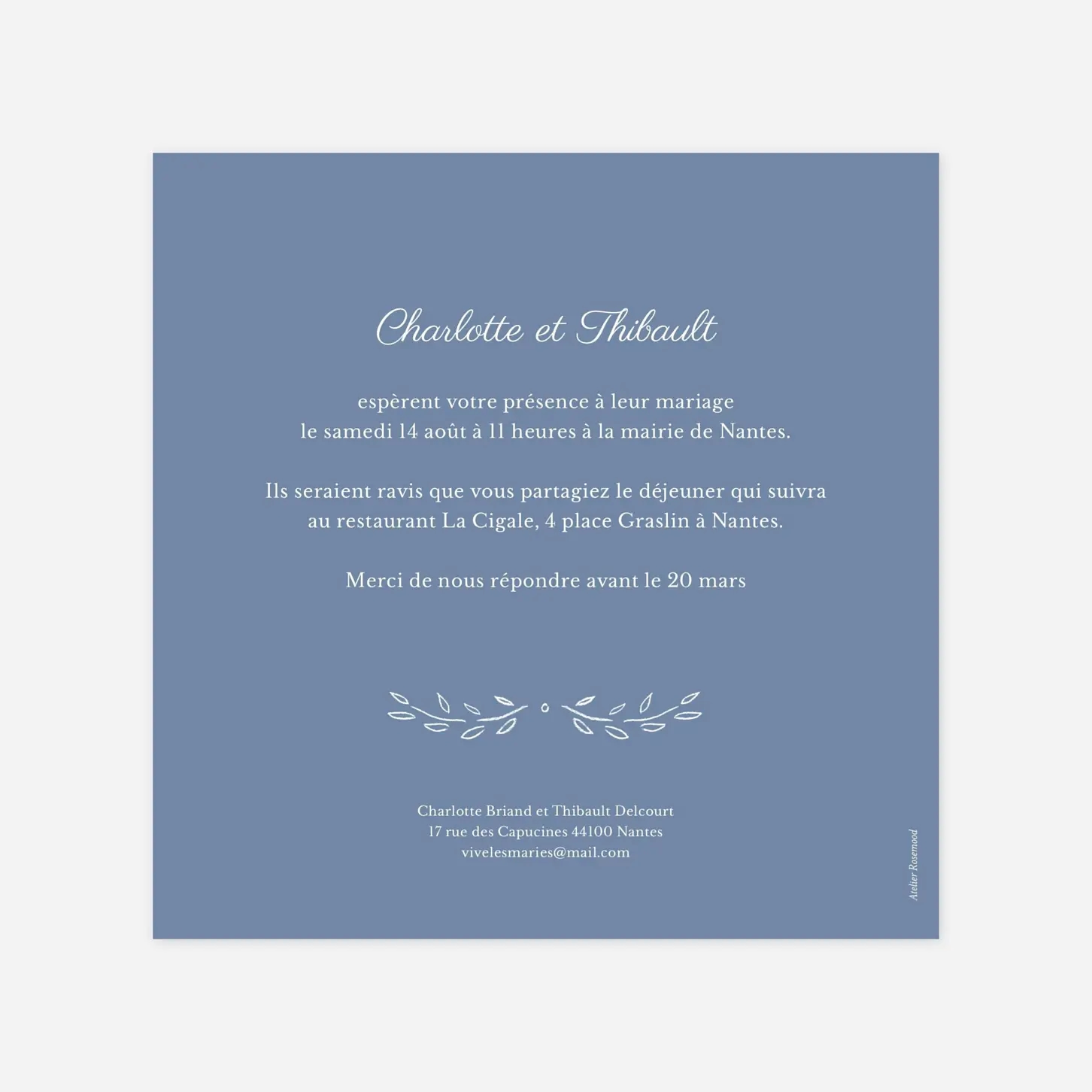 Faire-part mariage Poème