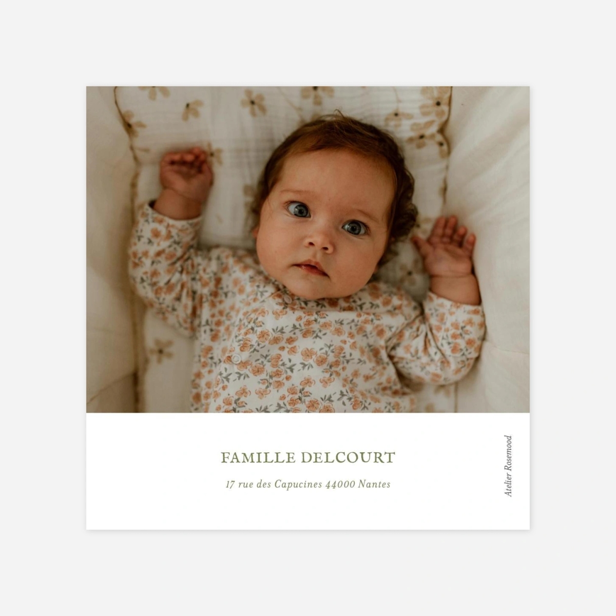 Carte remerciement naissance Poésie florale