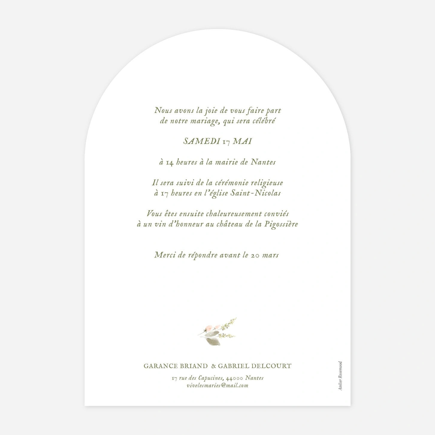 Faire-part mariage Poésie florale