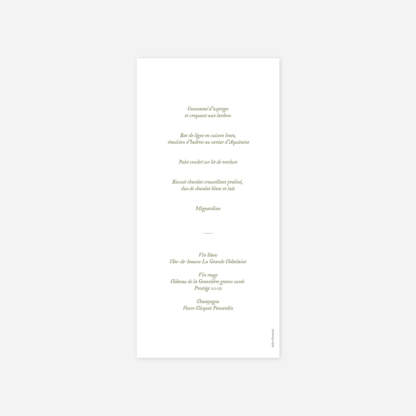 Menu mariage Poésie florale