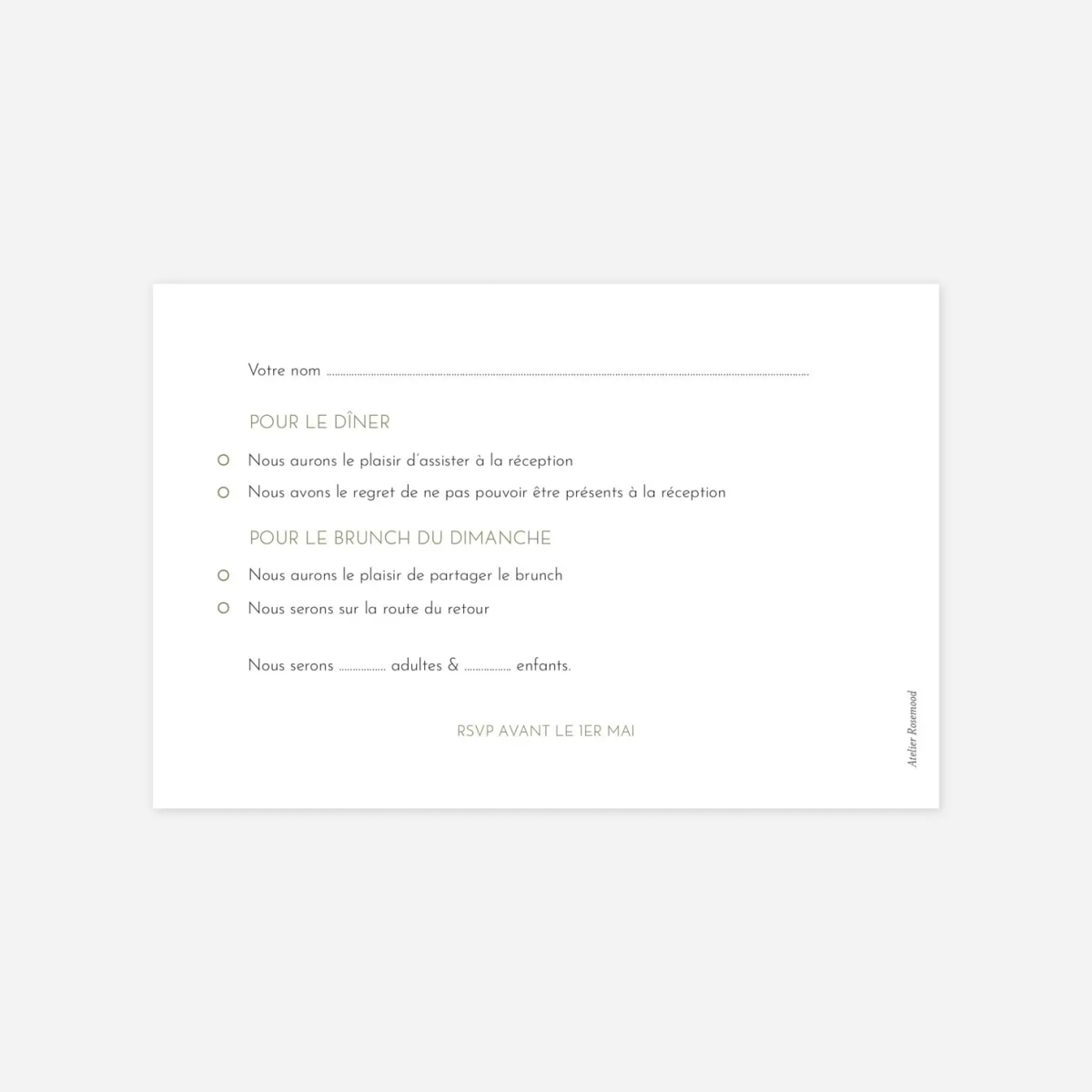 Carton réponse Promesse bohême