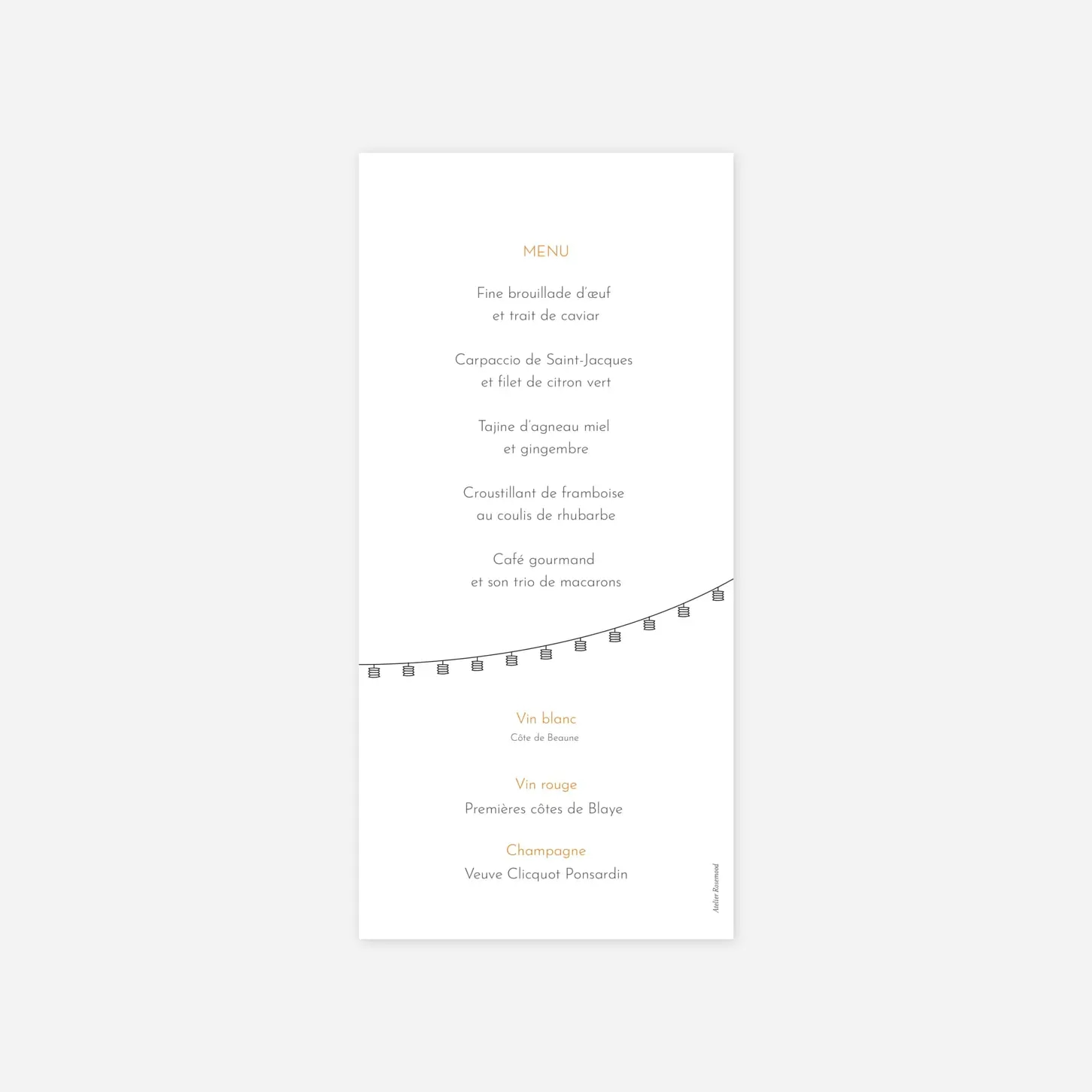 Menu mariage Promesse champêtre