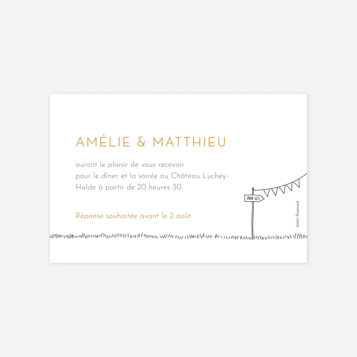 Carton d'invitation Promesse champêtre