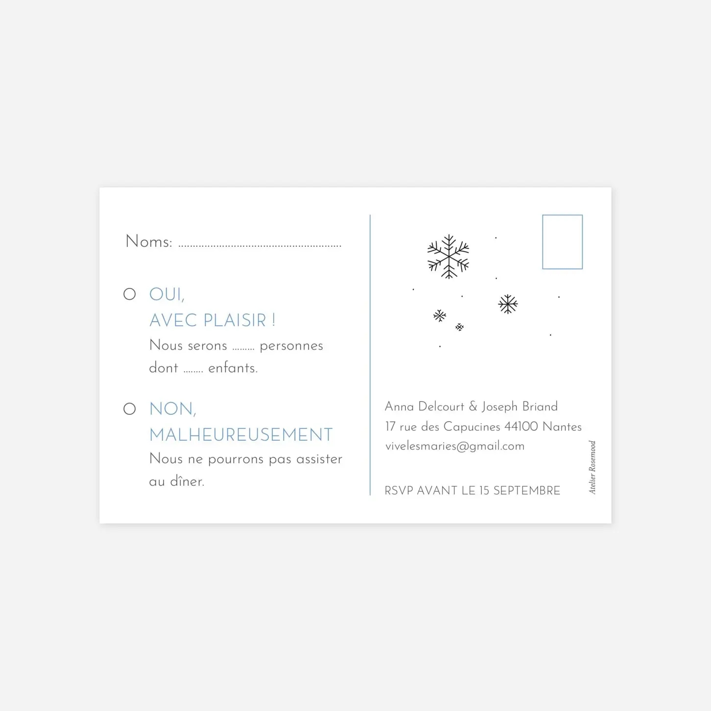 Carton réponse Promesse d'hiver