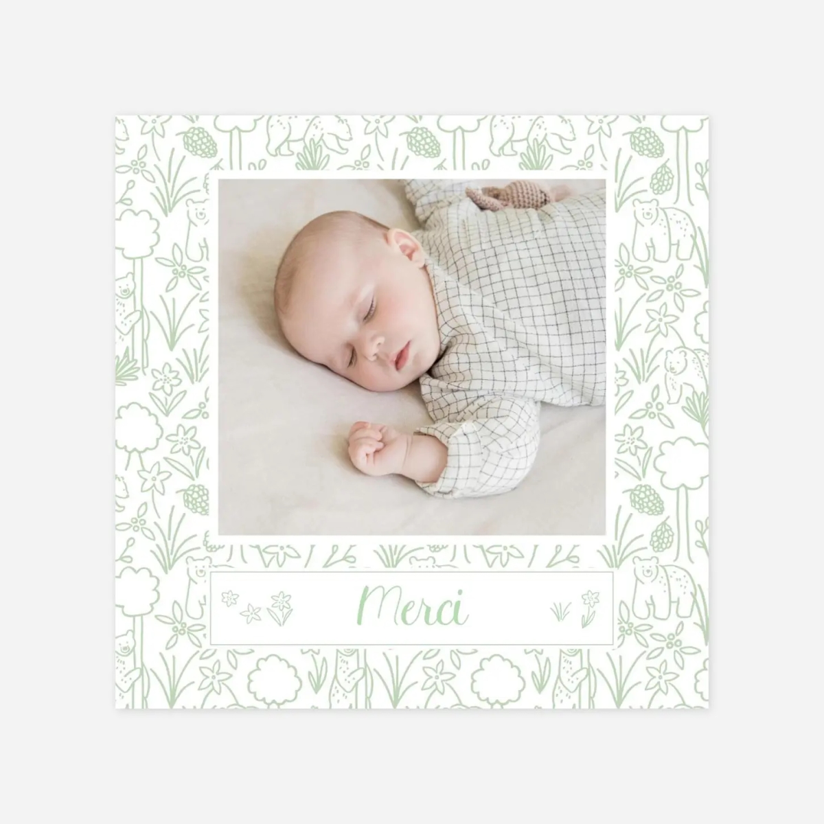 Carte remerciement naissance Promenade