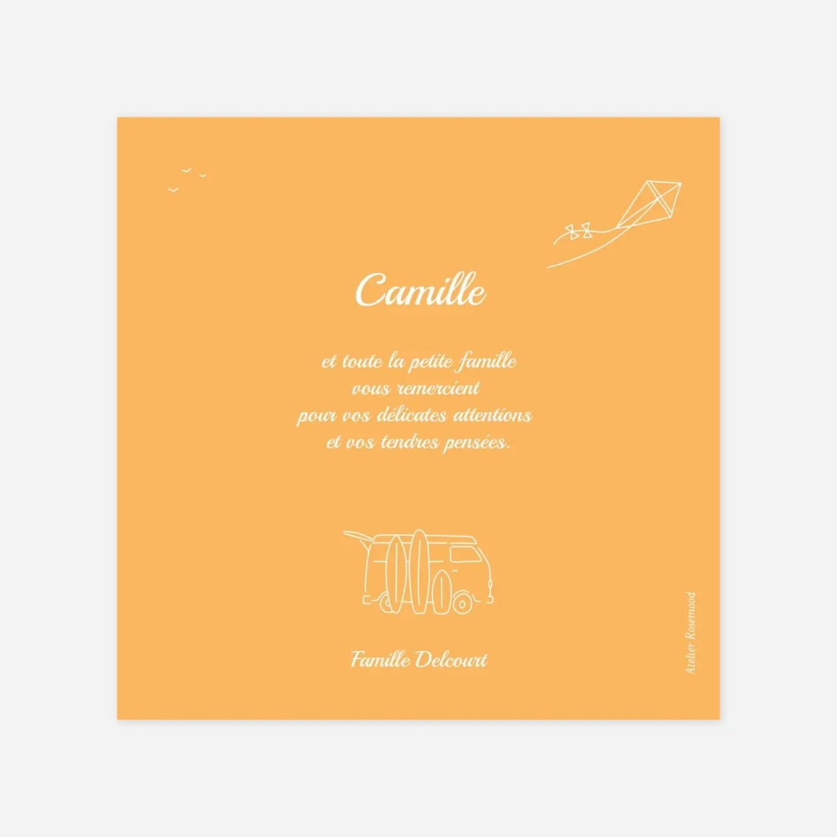 Carte remerciement naissance Premiére vague