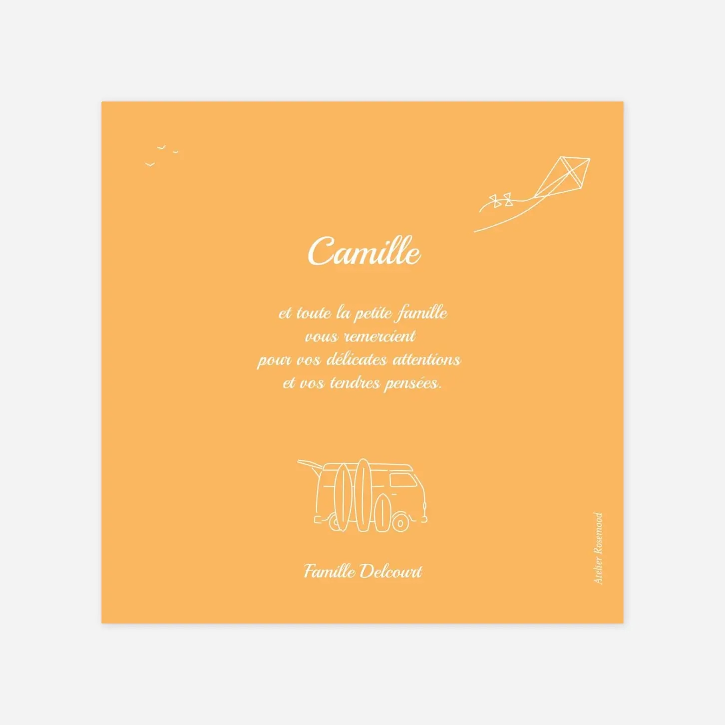 Carte remerciement naissance Premiére vague