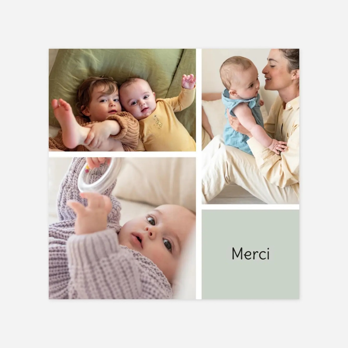Carte remerciement naissance Premiers souvenirs