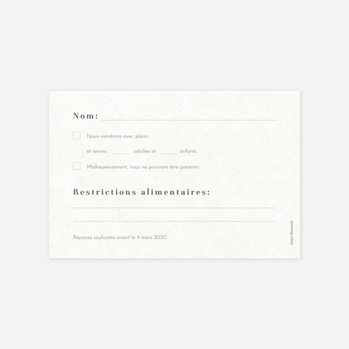 Carton réponse Pure Sérénité