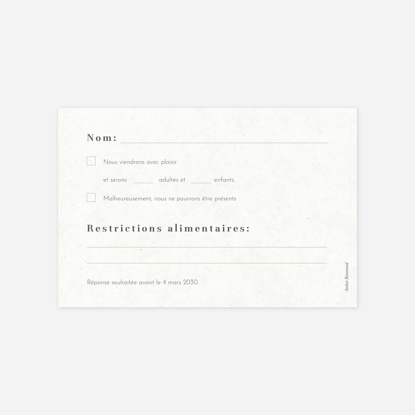 Carton réponse Pure Sérénité