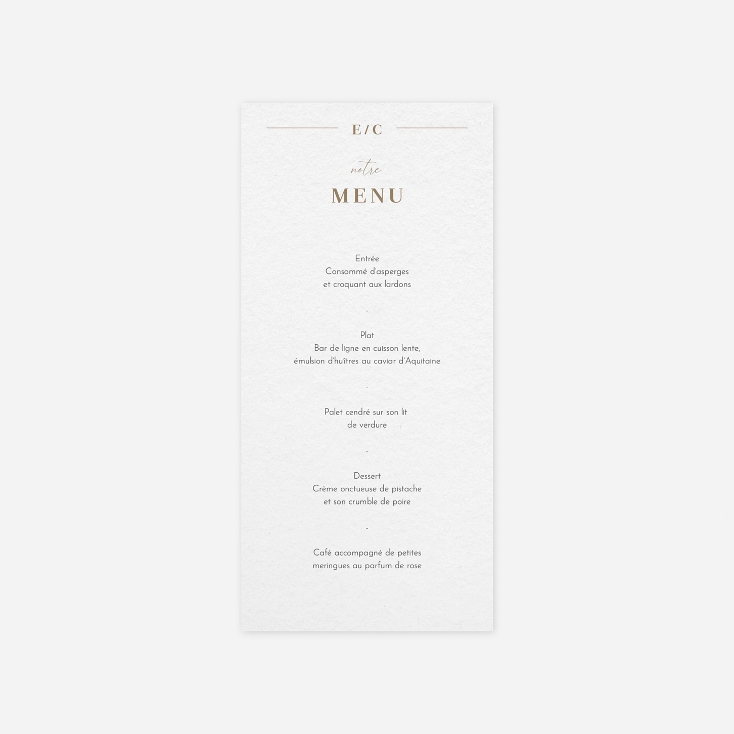 Menu mariage Pure Sérénité