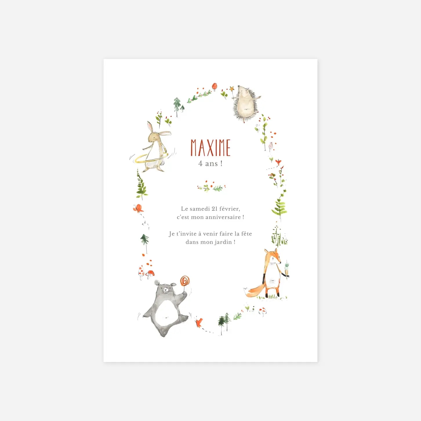 invitation anniversaire enfant La ronde des animaux
