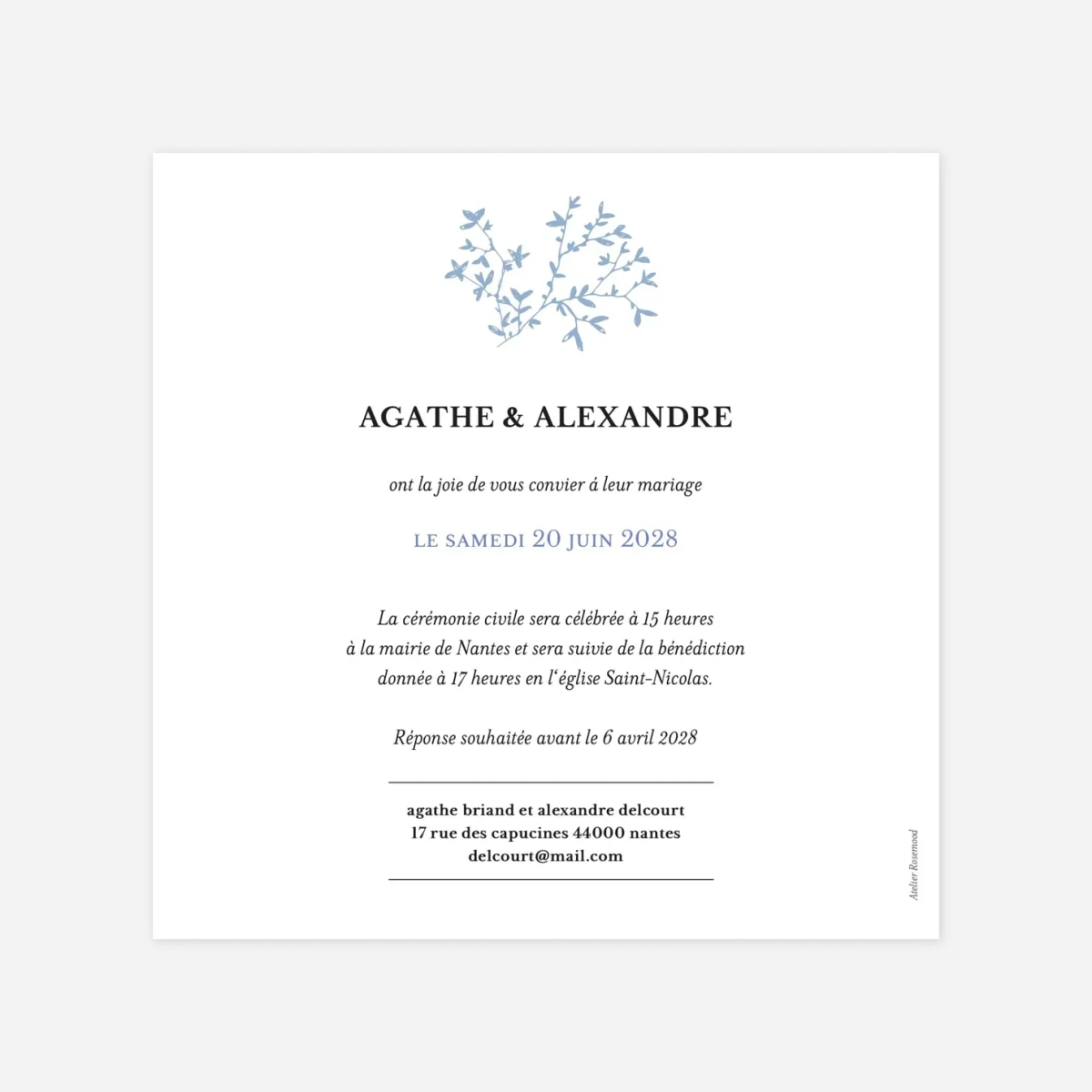 Faire-part mariage Reflets dans l'eau