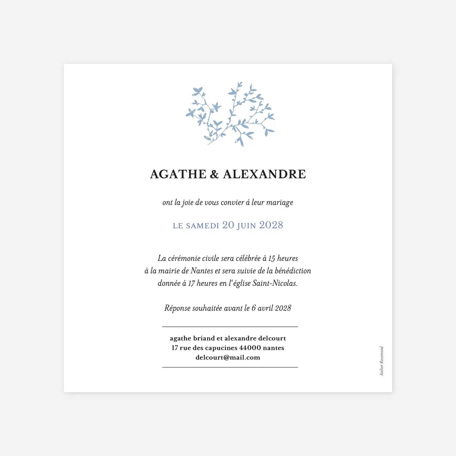 Faire-part mariage Reflets dans l'eau